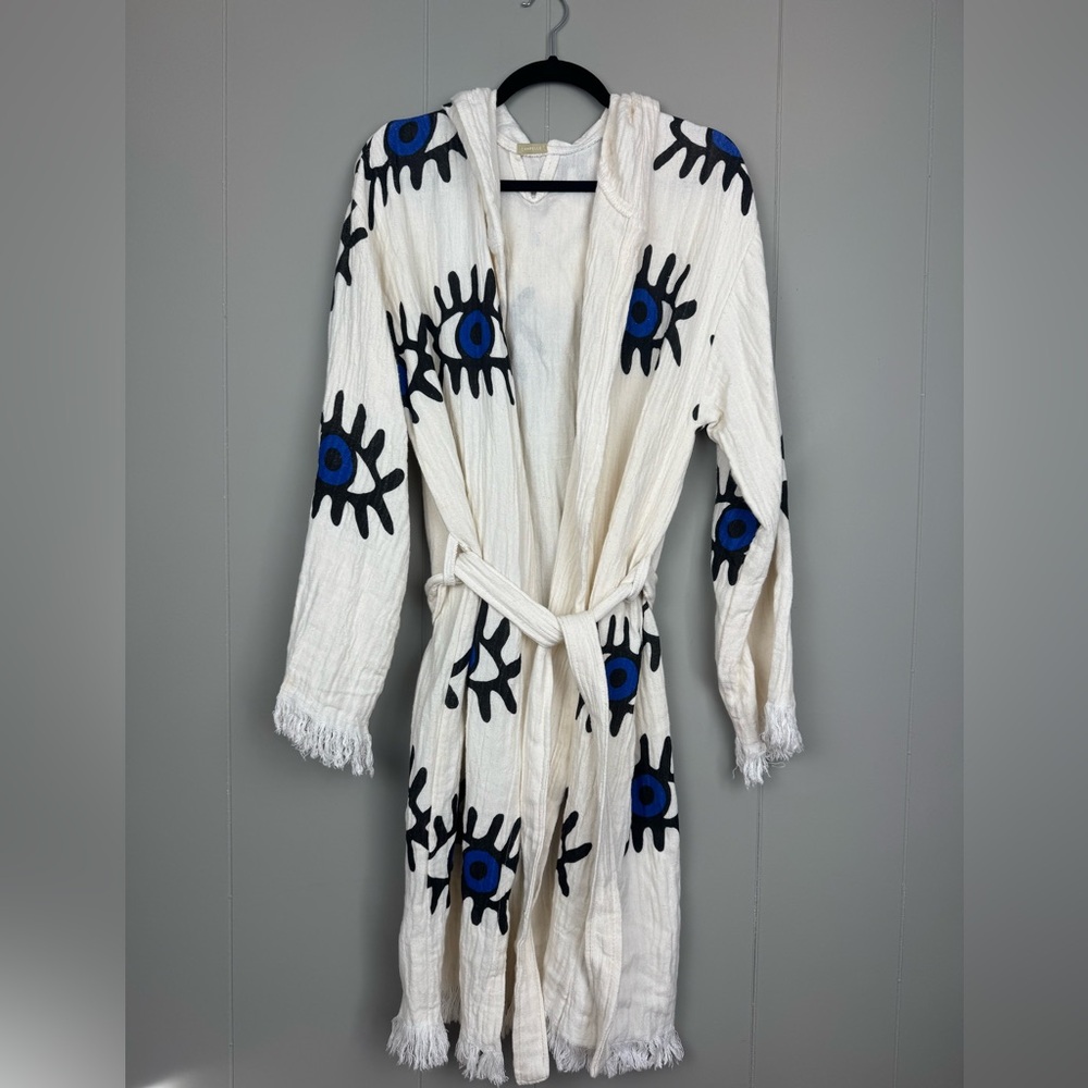 Campelle Nazar Mavi Robe (Hooded) Blue Eyes 100% Turkish Organic Cotton Coverup
